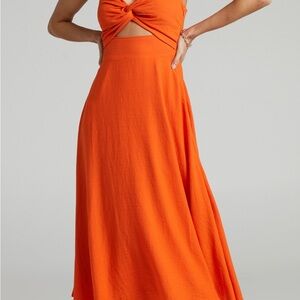Showpo Orange Strapless Cut Out Sundress Cocktail
